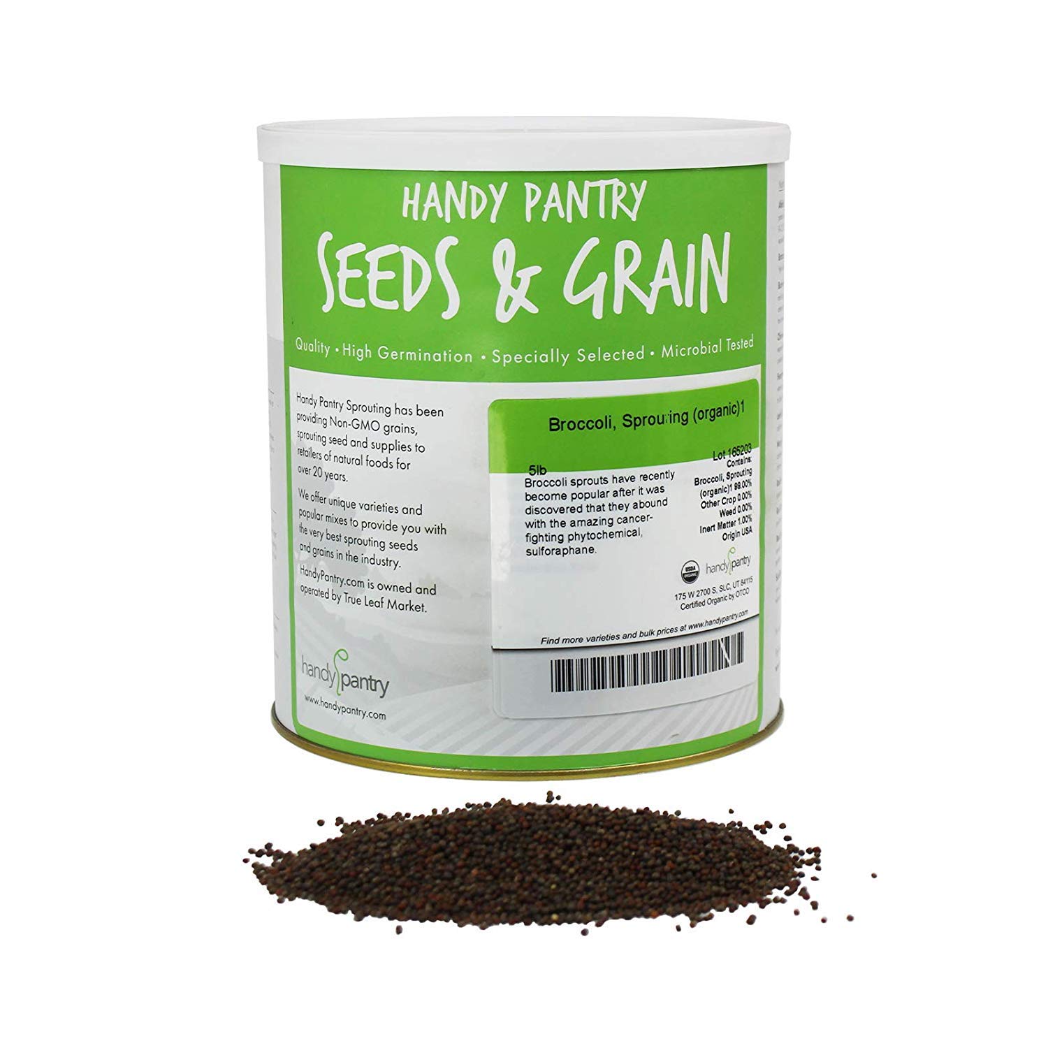 Photo 1 of Organic Broccoli Sprouting by Handy Pantry - 4.5 Pound Resealable Can ~720,000 Seeds - Bulk Non-GMO Broccoli Sprouts Seeds, Contain Sulforaphane Product Name