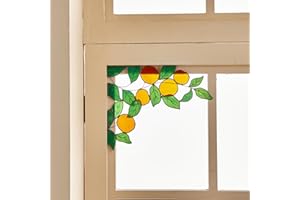 AITONGXIAO Stained Glass Orange Tree Corner Accent - Nature-Inspired Home Decor Window Decor New Home Gift Garden Decor(Orange top Left)