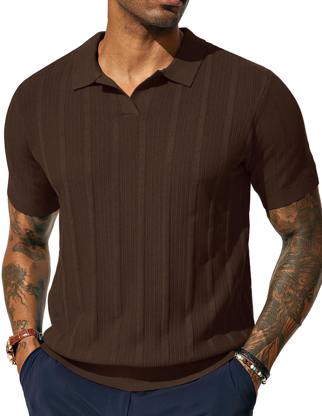 PJ PAUL JONES Mens Knit Polo Shirts Short Sleeve