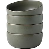 AmorArc Stoneware Cereal Bowls for Kitchen, 28oz Large Ceramic Soup Bowls Set of 4 for Meal,Snacks,Soup, Oven, Microwave&Dishwasher safe Kitchen Bowls with Wavy Rim, Reactive Glaze Matte