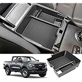 Neepiar Center Console Organizer Tray Compatible with 2024 2025 Ford Ranger Raptor Lariat XL XLT Armrest Storage Box Insert Interior Accessories-ONLY FIT Electric Handbrake Version