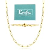 Eterjew 18K Gold Plated and 925 Sterling Silver Paperclip Chain Necklace for Women, 3mm 4mm Women's Chain Necklace, World's Top Craftsmanship Necklace for Women 16 18 20 22 24 26 Inch