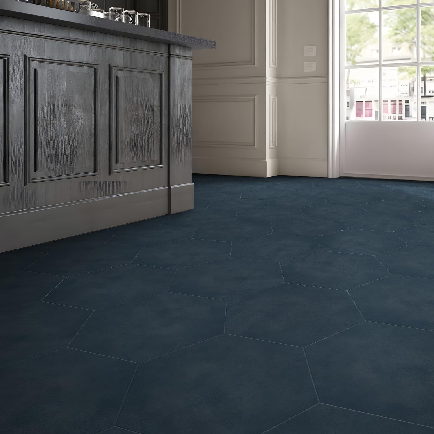 Alwayspon 24Pcs Hexagon LVT Flooring Peel and Stick
