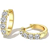 Dochais 14K Gold Plated Hoop Earrings for Women Cubic Zirconia 925 Sterling Silver Post Earring Huggie Stud Small Hoop Earrings Hypoallergenic Trendy Jewelry 9