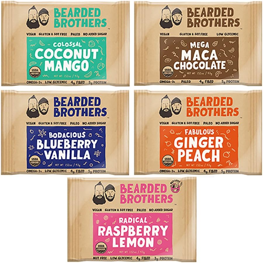 Bearded Brothers Nutrition Bars: 5 flavors, gluten free, vegan, paleo, soy free, organic, non-gmo, energy bars (Variety Pack)