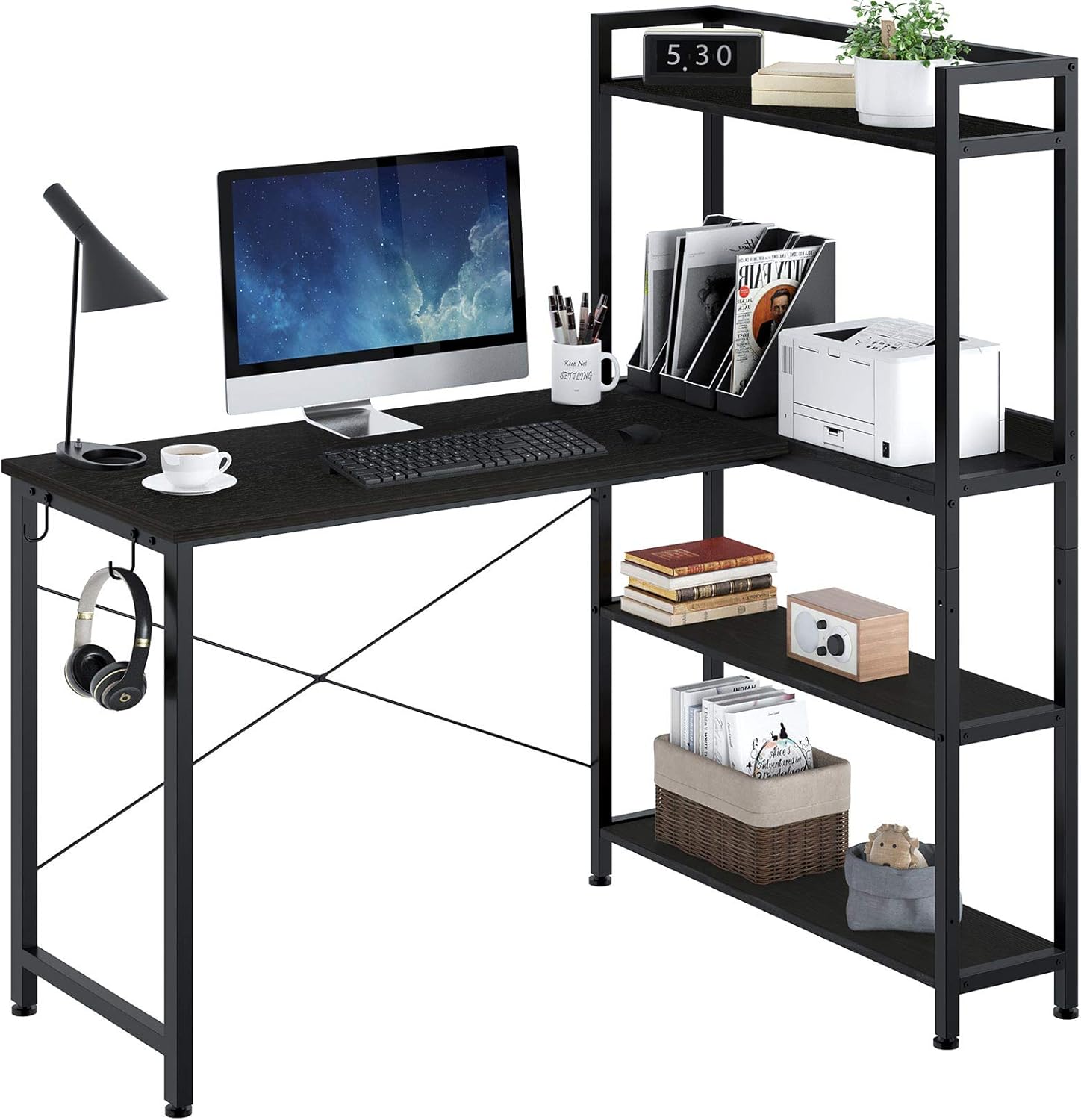 Rolanstar L Shaped Desk, Home Office Desk 47" with 4Tier Storage