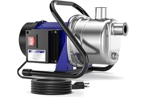 JEFLIKE 1.5HP Water Transfer Pump Electric 950GPH Shallow Well Sprinkler Pump Stainless Steel Pressure Booster Pump for Home,