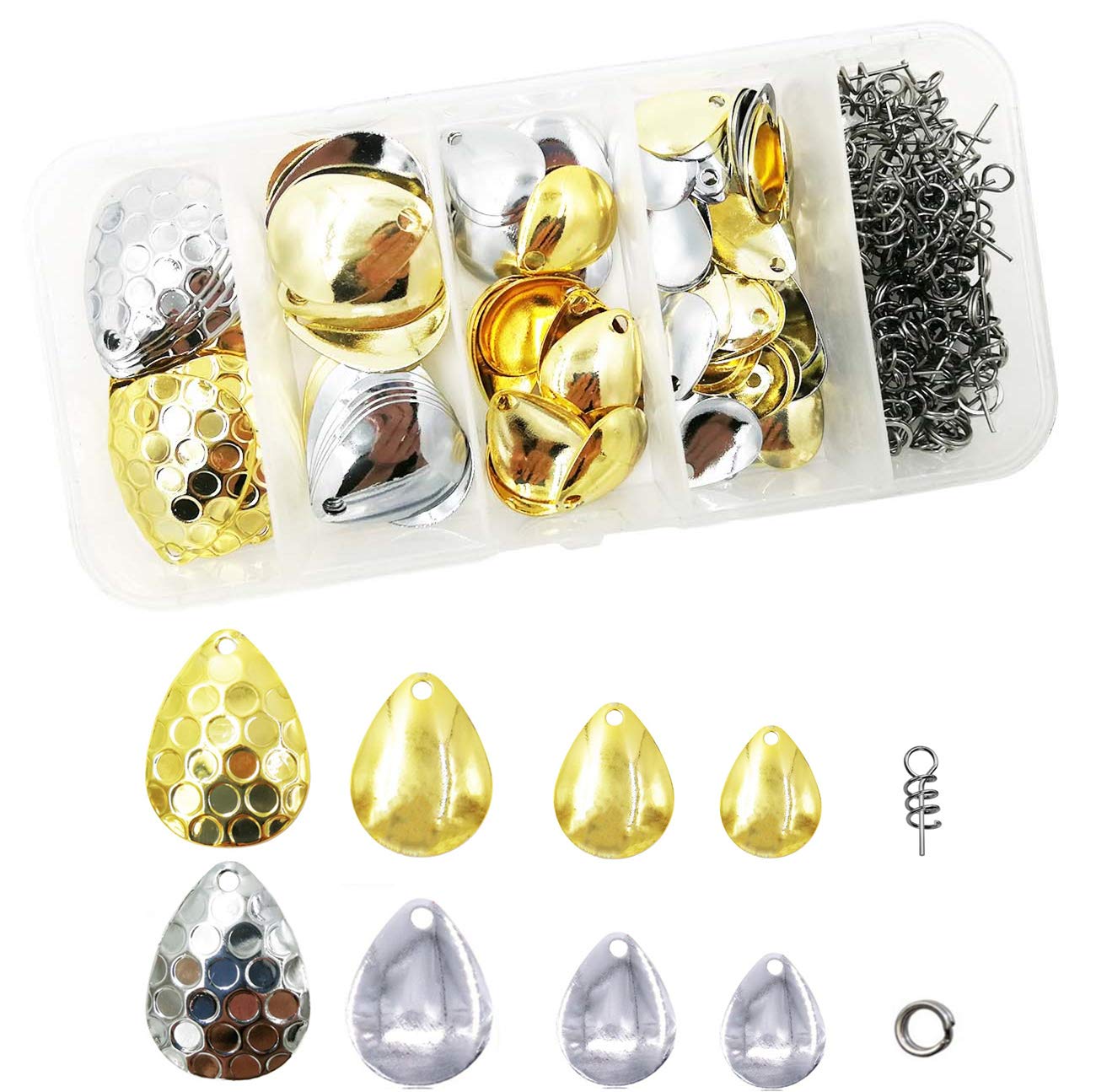 Colorado Spinner Blades for Walleye Rig: 200-Piece Spinnerbait Blades Assortment Kit Size 1 2 3 3.5 - Fishing Spinner Baits Spoons Lure Making Supplies