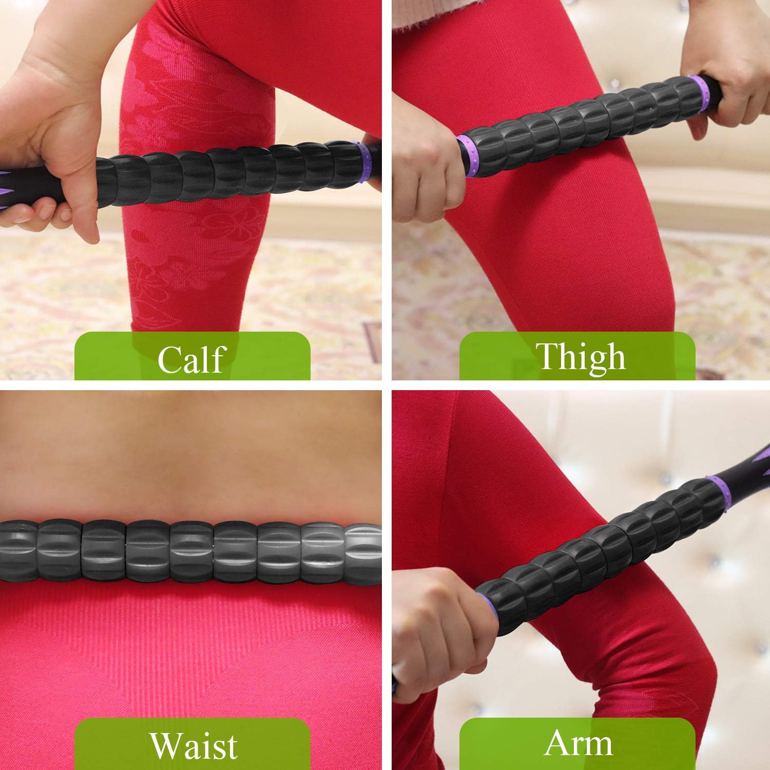 Muscle Roller, MZDXJ Massage Roller Stick for Athletes, Help Reducing Muscle Soreness Cramping Tightness Leg Arms Back Calves Muscle Massager（Purple Black）: Health & Personal Care
