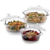 6 Piece Glass Casserole Set | Baking, Serving &amp; Storing Leftovers &amp; Desserts; Oven, Microwave, Refrigerator, Freezer &amp; Dishwasher Safe for Easy Cleanup
