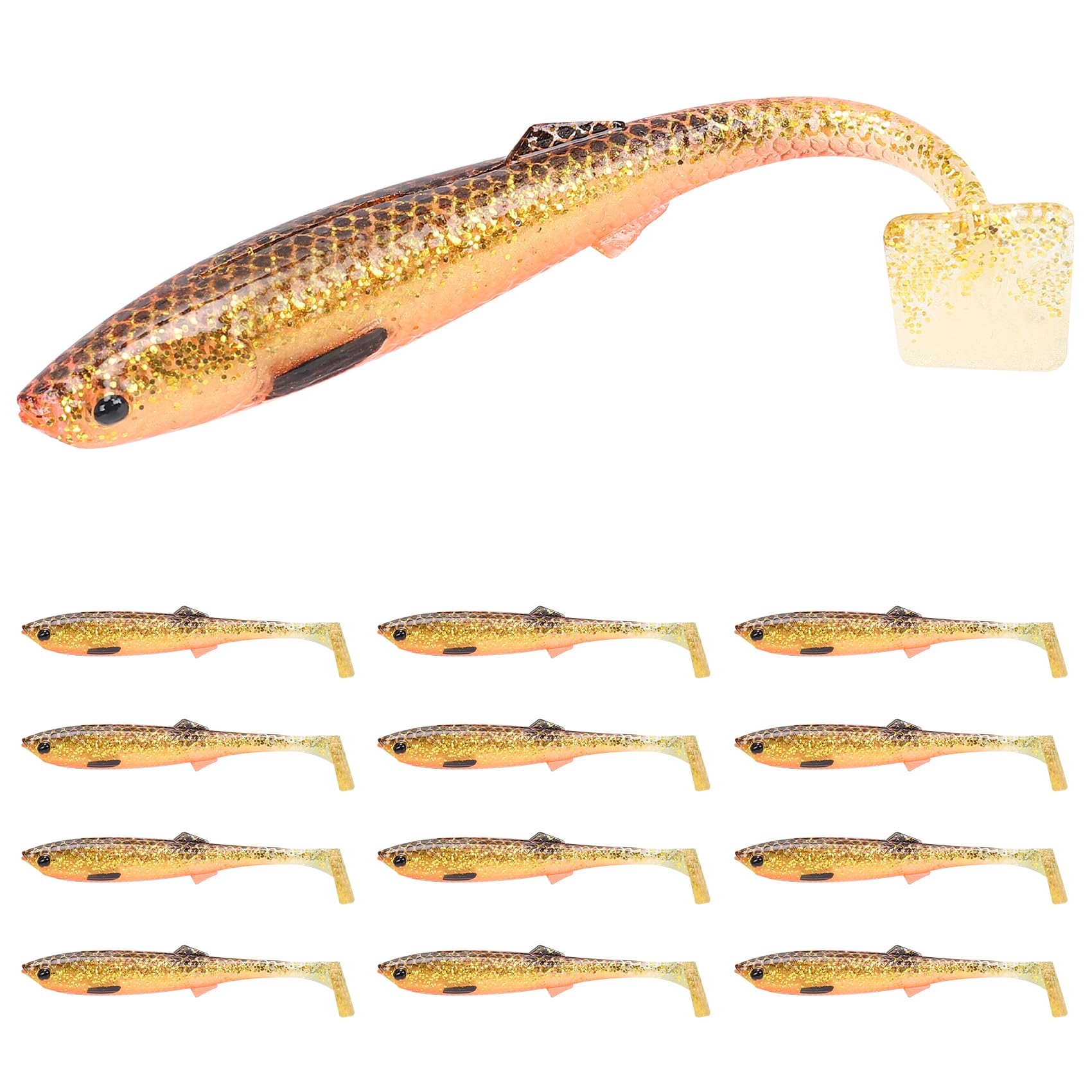 TRUSCEND Easy Catch Soft Lures, Unique Vibrating Swim Action and Trembly Sinking Move for More Bites, Amazing Soft Swimbaits for Family Fishing, Well-Made Fishing Lures for Bass Trout