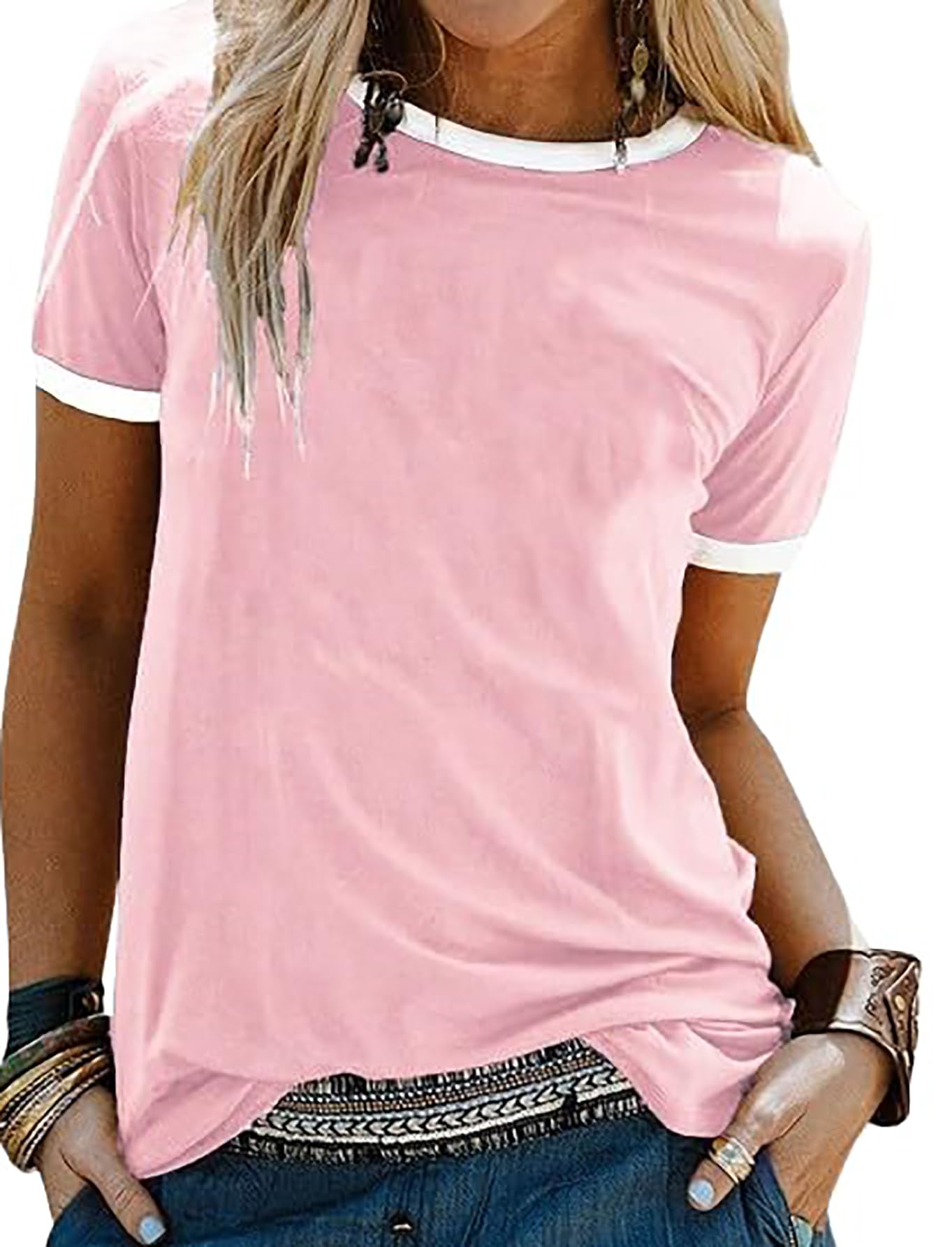 SOFIA'S CHOICE Ringer Tee Women Summer Casual