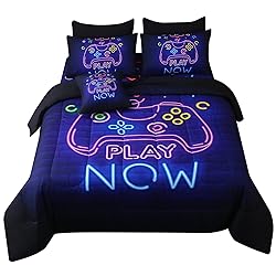 JQinHome Full Gamer Comforter Set 8 Piece Bed in A