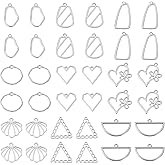 FASHEWELRY 36pcs Alloy Open Bezel Charms Open Bezels for Resin Hollow Frame Pendants Geometric Frames Charms Resin Craft Bezels Platinum Open Back Bezel for Earring Necklace Jewelry Making