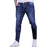 SOLY HUX Men's Ripped Skinny Jeans Classic Stretchy Slim Fit Denim Pants with Pocket