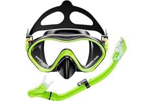 ADICOP Kids Snorkel Set Dry Top Snorkel Mask with Carrying Bag Kids Youth Junior Snorkeling Gear for Boys and Girls Age from 5-13 Years Old