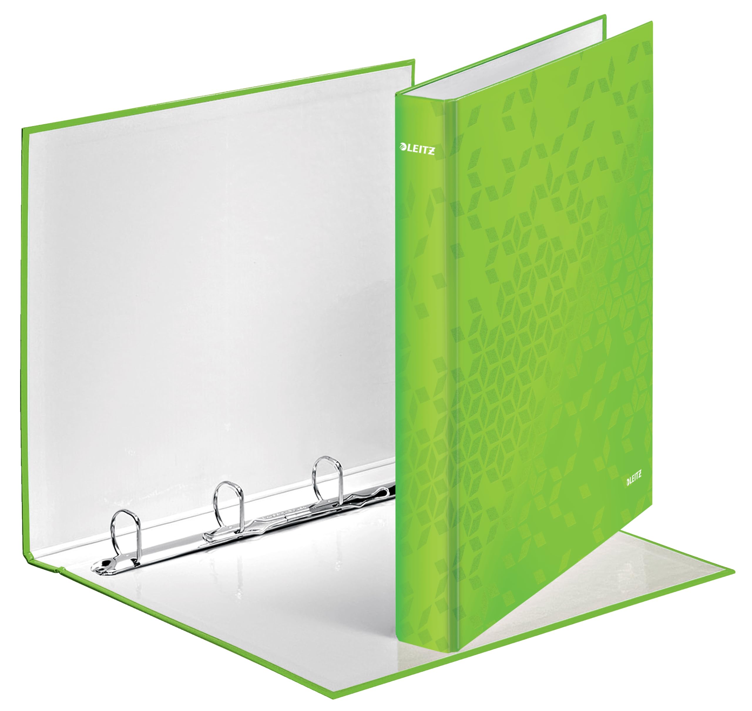 Leitz A4 4 Ring Binder, Holds up to 230 Sheets, WOW Range, 25 mm Spine, Green, 42420054
