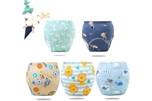 LUGLIEO Upairy Potty Training Underwear, Upairy Training Pants for Boys Girls, Soft 100% Cotton Absorbent Training Pant, Unisex Toddler Pee Pants, Toilet Training Pants Breathable Washable (5pcs-C,Large)