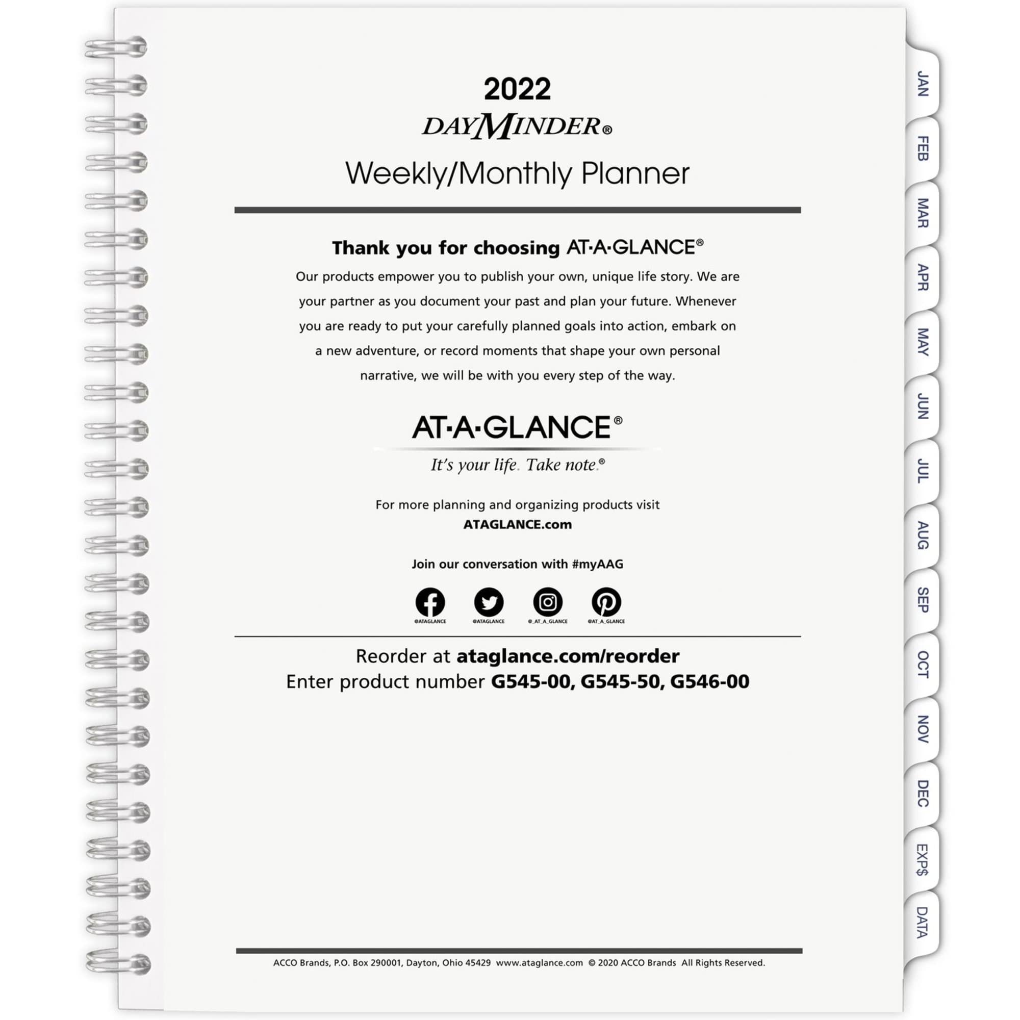 AT-A-GLANCE 2023 Weekly & Monthly Planner Refill for G545 Line Planners, DayMinder, 7" x 8-3/4", Medium, Monthly Tabs, Executive (G54550) โ image 1