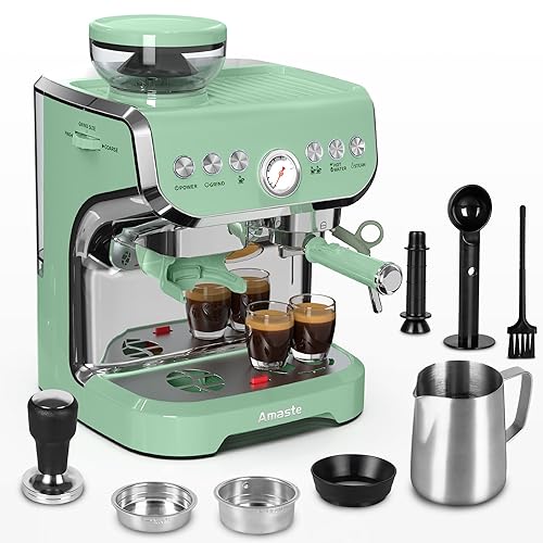 Amaste Espresso Machine with Grinder, 15 Bar Espresso Machine with Steam  Wand for Latte and Cappuccino, 68Oz Water Tank, Pre-Infuse Brewing,  Espresso