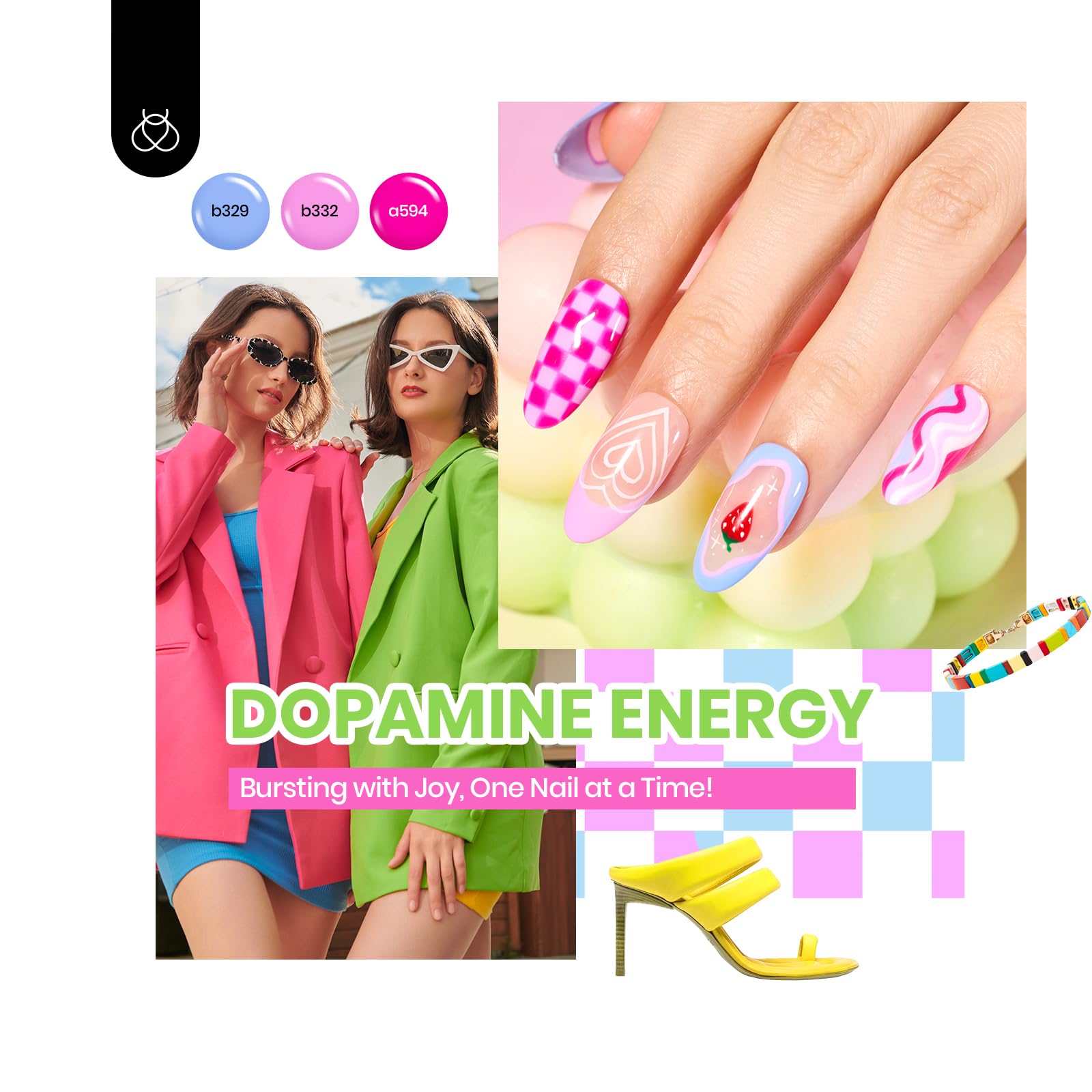 Beetles Gel Nail Polish Set, 60 Colors Neon Gel Polish Kit Jelly Glitter Nude Pink White Red Blue Green Brown Summer Color Nail Polish Base &Glossy Matte Top Coat Gift for Her Women - Image 2