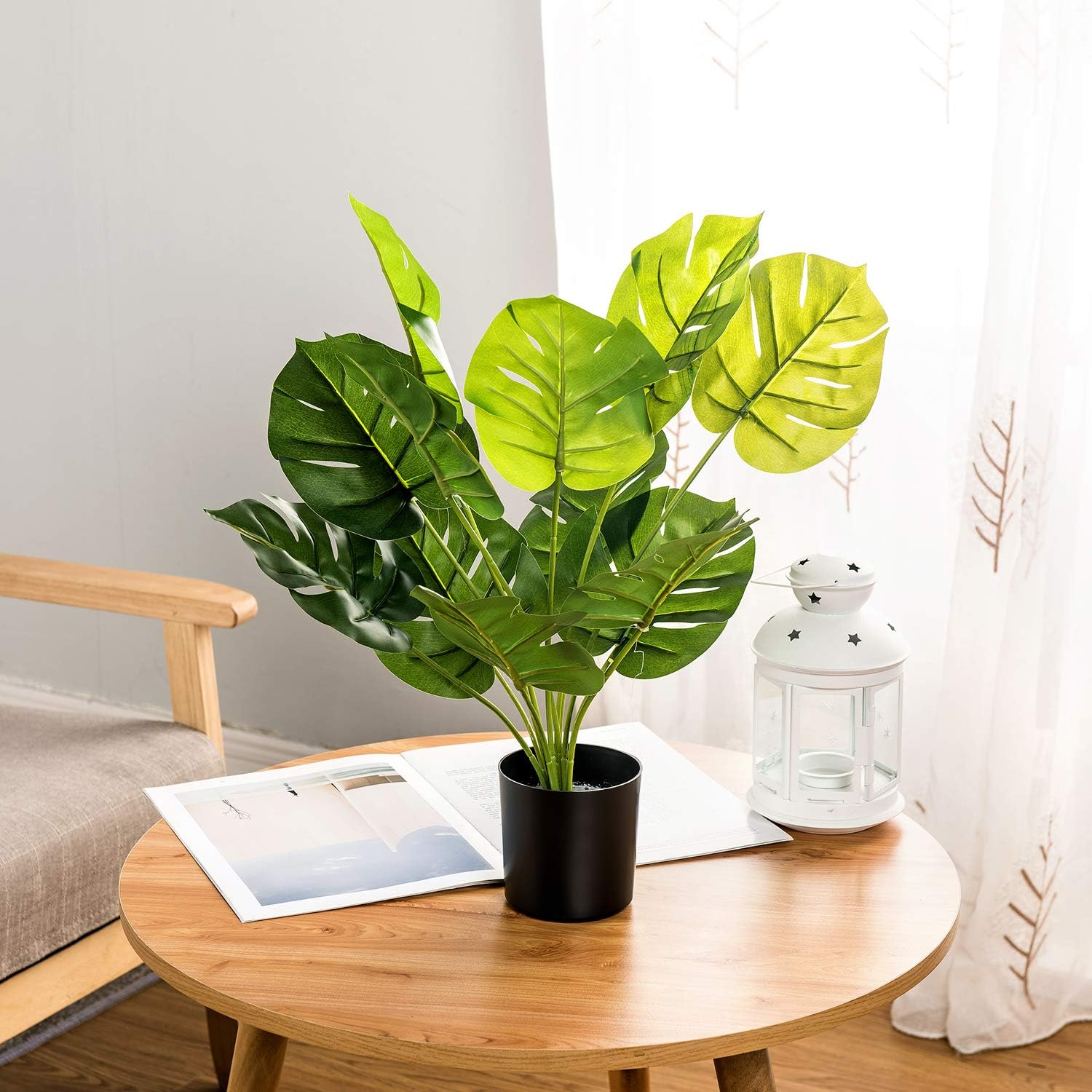 BEGONDIS 50CM/20 Artificial Monstera Deliciosa Plant Fake Tropical Palm Tree, Perfect Faux Plant for Home Garden Office Store Decoration