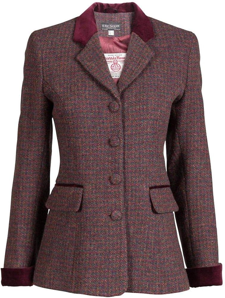 Ladies Harris Tweed Melanie Jacket Red Check Amazon.co.uk Clothing