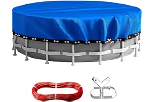 21FT Round Pool Covers for Above Ground Pools,Upgrade Heavy Duty Durable PE Material,Frame/Steel Wall Winter 21 Foot Swimming Pools Cover,Cold-Resistant Anti-UV, Windproof and Secure, Blue-Aibiley