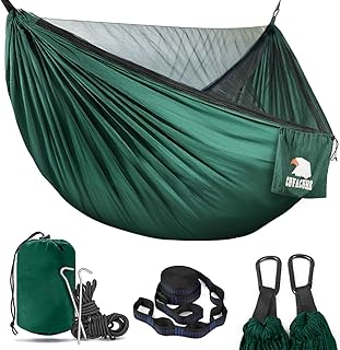 COVACURE Hängematte, Hängematte Outdoor mit Moskitonetz Ultra - Licht Atmungsaktiv, Schnell Trocknende Fallschirm Nylon Camping Hängematte für Trekking, Reise, Strand, Garten - 350 KG Kapazität