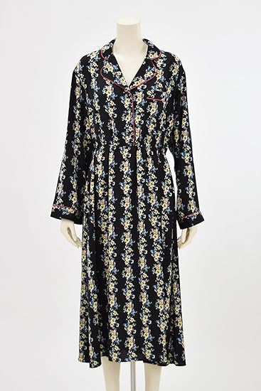 Amazon ダブルクローゼット W Closet 花柄プリント開襟シャツワンピース ワンピース チュニック 通販
