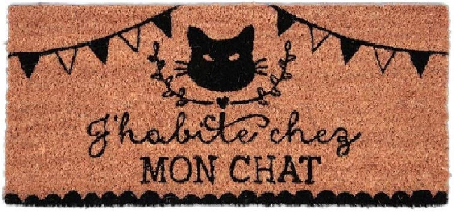 Labeltour Creabisontine Coconut Fibre Doormat J Habite Chez Mon Chat I Dare At My Cat French Language Amazon Co Uk Kitchen Home