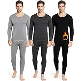 Jecery 3 Set Thermal Underwear for Men Extra Thick Fleece Lined Long Underwear Winter Base Layer Top Bottom Cold Weather