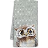 Shrago Cute Owl Bathroom Hand Towels, Kids Bathroom Decor, Gifts for Owl Lovers, Forest Animal Nursery Decorative Hand Towels for Kids Bath Room Washroom Toilet, 16x24 Inch