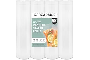 Avid Armor Vacuum Sealer Bags - 4 Pack, 11x25 Rolls | BPA-Free Vacuum Seal Bags for Food Storage, Meal Prep, Sous Vide | Heavy Duty Vacuum Sealer Bags, Fits Foodsaver & Seal a Meal