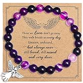 COLORFUL BLING Inspirational Religious Bracelet Guardian Angel Charm Bracelets/Sympathy Gift for Loss of Loved One/Sympathy Gift Amethyst Bead Bracelet/with Angle Wings Jewelry Gifts for Women