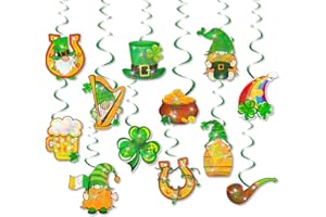 24 PCS St. Patrick‘s Day Hanging Swirls Garland Decorations, Double-Sided DIY Hard Cardboard Hanging Decor for Irish Saint Pa