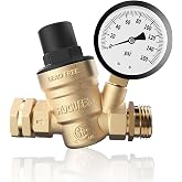 RVGUARD RV Water Pressure Regulator Valve, CSA Approved, Lead-Free Brass | Adjustable Water Pressure Reducer with Gauge, With Inlet Screen Filter, For RV Camper Travel Trailer
