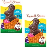 Russell Stover Milk Chocolate Bunnies - Pack of 2 - Solid Milk Chocolate - Perfect for Easter Baskets or Sharing with Friends and Family - Tasty Traditions
