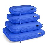 SOARSAIL 4 Piece Compression Packing Cubes for 3–7 Day Travel, Lightweight Travel Organizers with Breathable Mesh, Double-Zipper Packing Cubes for Carry-On & Suitcases (Dark Blue)