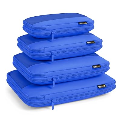SOARSAIL 4 Piece Compression Packing Cubes for 3–7 Day Travel, Lightweight Travel Organizers with Breathable Mesh, Double-Zipper Packing Cubes for Carry-On & Suitcases (Dark Blue)