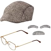 Beelittle Old Man Costume Grandpa Accessories Men Beret Hat Glasses Moustache Eyebrows Set