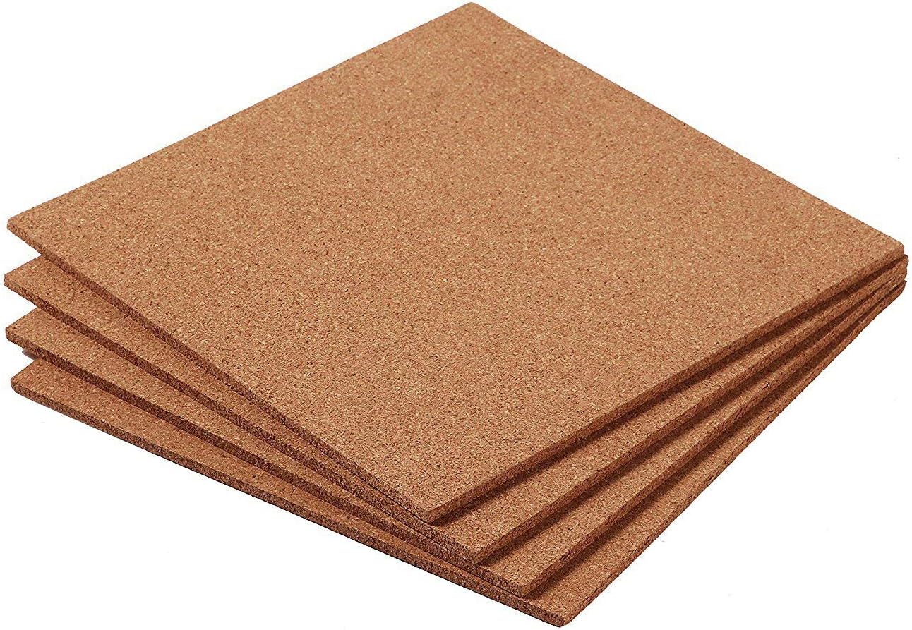 Juvale Natural Cork Tile Boards, Frameless Mini Wall Bulletin Boards (12 x 12 Inches, 4-Pack): Home & Kitchen