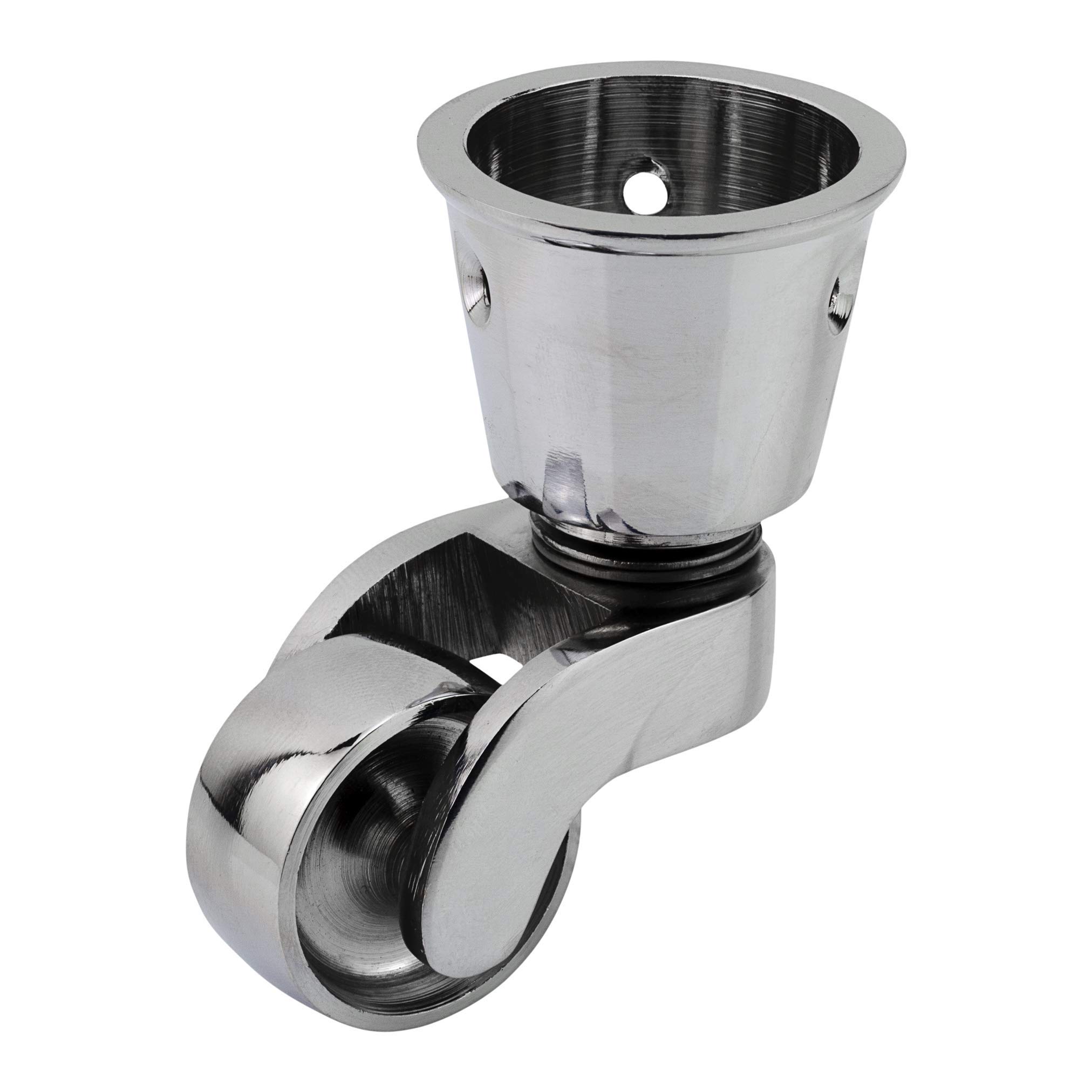 Chrome Silver - Solid Brass Castor Caster with 28mm Wheel (Single Piece) – Genuine Solid Brass - Chrome Effect (Silver Colour) – Cup Style Fitting – UK Company