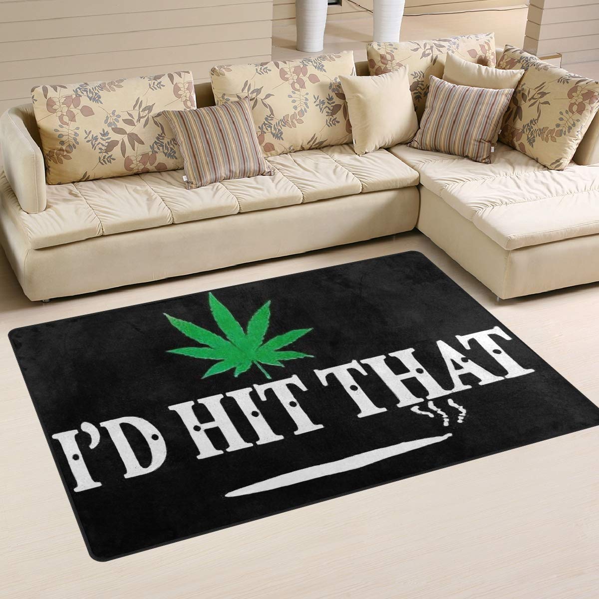 I D Hit That Marijuana Pot Weed Stoner Area Rugs Home Decor Anti