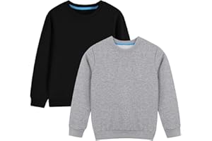 Shouldin 2-Pack Kids and Toddlers' Crewneck Sweatshirts Medium Weight Solid Long Sleeve Pullover Tops for Boys and Girls