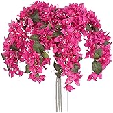 IPOPU 4PCS Bougainvillea Artificial Flowers 42" Long Stem Pink Faux Silk Bougainvillea Flowers Fake Hanging Flower Branches for Wedding Table Centerpieces Home Garden Arch Wall Decorations (Deep Pink)