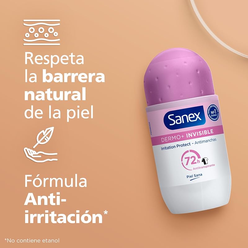 Dermo+ Desodorizante Antitranspirante Invisível Roll-On 72 Horas 50ml - proteção eficaz contra suor e mau odor - dermatologicamente testado - contém 0% de álcool* - protege de manchas