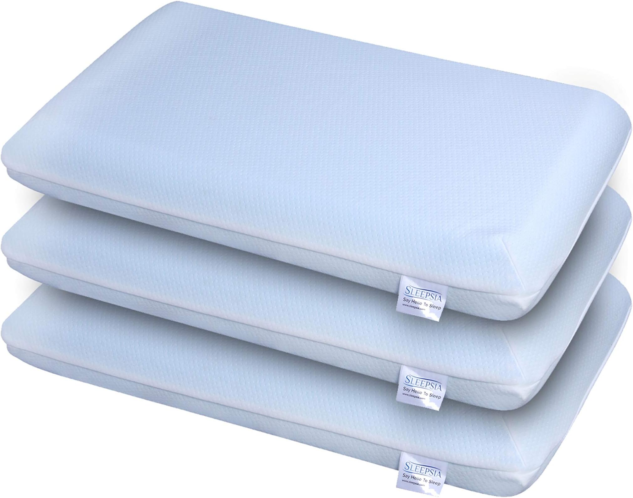 Sleepsia Memory Foam Pillow - Standard Cervical Orthopedic Pillow for Shoulder and Neck Pain (Standard, Pack of 3)