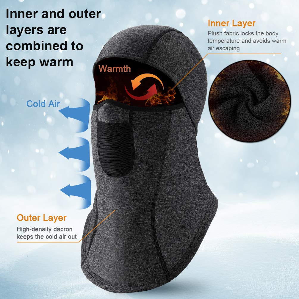 VBIGER Winter Balaclava Face Mask Windproof Ski Mask Cold Weather Face Mask for Men Women (Black)