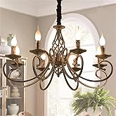 Ganeed Rustic Chandeliers,8 Lights Candle French Country Chandelier,Vintage Iron Pendant Light Fixture Hanging Light for Farm